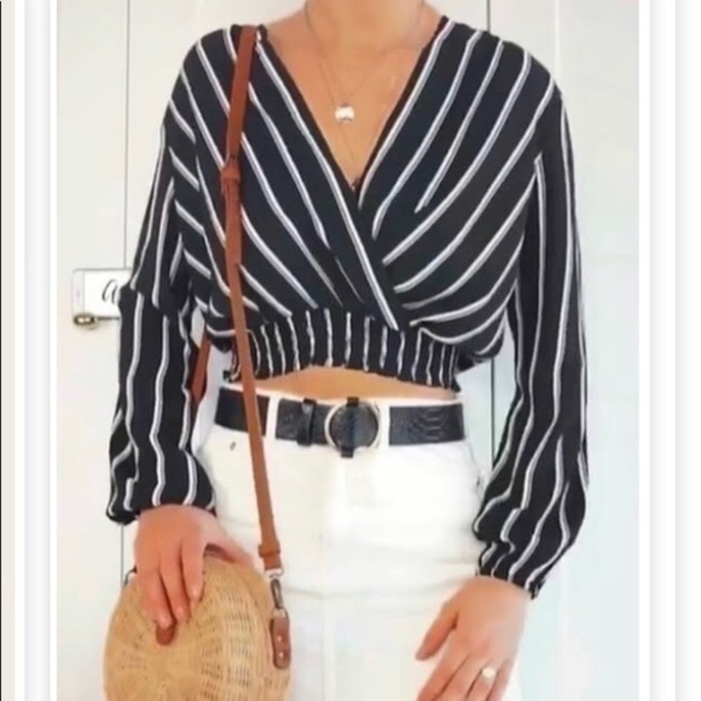 Zaful Forever Young Shirred Cross Over Crop Top